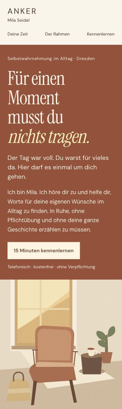 Eigenständig aufgenommene Mobilansicht der Website von ANKER